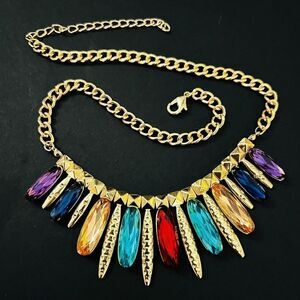 Multicolor Rhinestone Statement Collar Necklace Cleopatra Colorful Gold To 4170